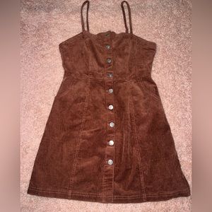 Women’s corduroy button up dress brownish orange.